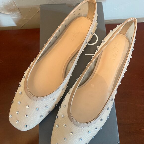 NEW Women's Loft Sparkle Rhinestone Mesh Ballet Flats in Blush Sparkle - Size 7 - Picture 3 of 8
